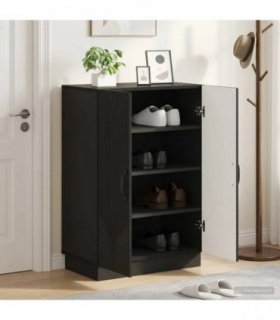 vidaXL Shoe Cabinet HOORN 59.5 x 39.5 x 87 cm Engineered Wood Black