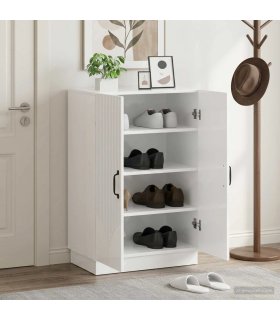 vidaXL Shoe Cabinet HOORN 59.5 x 39.5 x 87 cm Engineered Wood — Colour: High gloss white