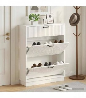 vidaXL Shoe Cabinet HOORN 78 x 24 x 100 cm Engineered Wood — Colour: High gloss white