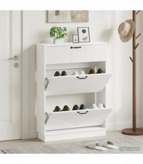vidaXL Shoe Cabinet HOORN 78 x 24 x 100 cm Engineered Wood White