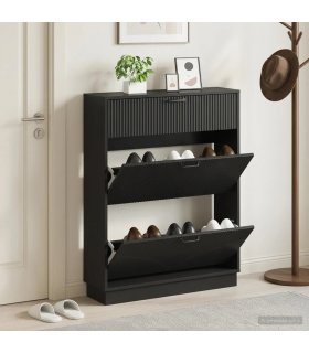 vidaXL Shoe Cabinet HOORN 78 x 24 x 100 cm Engineered Wood Black