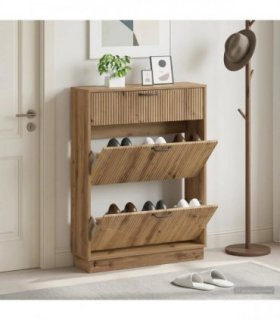 vidaXL Shoe Cabinet HOORN 78 x 24 x 100 cm Engineered Wood Artisan Oak