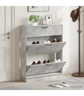 vidaXL Shoe Cabinet HOORN 78 x 24 x 100 cm Engineered Wood — Colour: Concrete grey