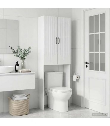 vidaXL Toilet Cabinet HOORN High Gloss White 66 x 25.5 x 190 cm