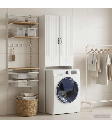 vidaXL Toilet Cabinet HOORN High Gloss White 66 x 25.5 x 190 cm