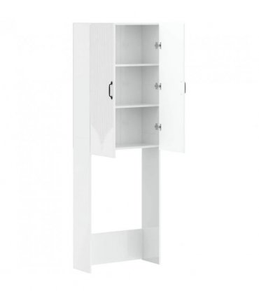 vidaXL Toilet Cabinet HOORN High Gloss White 66 x 25.5 x 190 cm