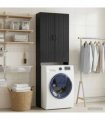 vidaXL Toilet Cabinet HOORN Black 66 x 25.5 x 190 cm Engineered Wood
