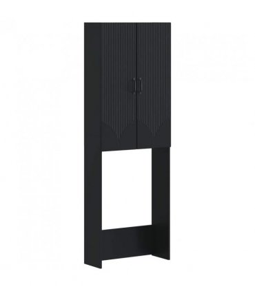 vidaXL Toilet Cabinet HOORN Black 66 x 25.5 x 190 cm Engineered Wood