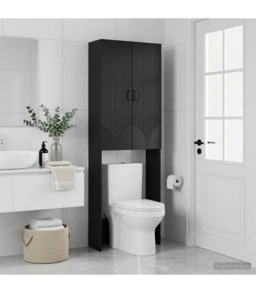 vidaXL Toilet Cabinet HOORN Black 66 x 25.5 x 190 cm Engineered Wood