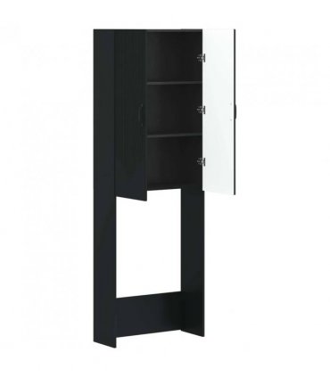 vidaXL Toilet Cabinet HOORN Black 66 x 25.5 x 190 cm Engineered Wood