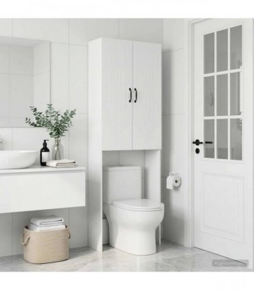 vidaXL Toilet Cabinet HOORN White 66 x 25.5 x 190 cm Engineered Wood