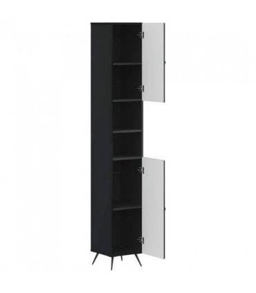vidaXL Bathroom Cabinet with Open Shelf BREDA Black 30 x 31 x 190 cm
