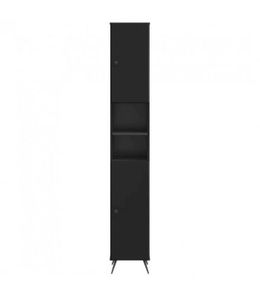 vidaXL Bathroom Cabinet with Open Shelf BREDA Black 30 x 31 x 190 cm