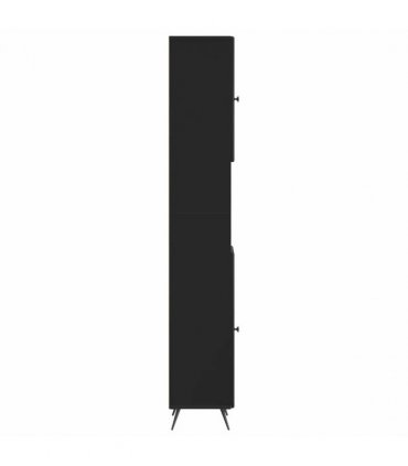 vidaXL Bathroom Cabinet with Open Shelf BREDA Black 30 x 31 x 190 cm