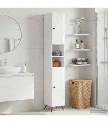 vidaXL Bathroom Cabinet with Open Shelf BREDA High Gloss White