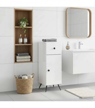 vidaXL Bathroom Storage Cainet BREDA High Gloss White 30 x 31 x 80 cm