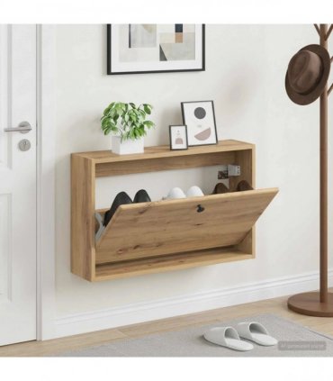 vidaXL Wall-Mounted Shoe Cabinet BREDA 71 x 17 x 43 cm Engineered Wood — Colour: Artisan oak