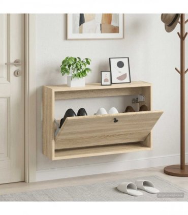 vidaXL Wall-Mounted Shoe Cabinet BREDA 71 x 17 x 43 cm Engineered Wood — Colour: Sonoma oak