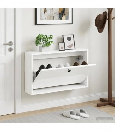 vidaXL Wall-Mounted Shoe Cabinet BREDA 71 x 17 x 43 cm Engineered Wood — Colour: High gloss white
