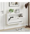 vidaXL Wall-Mounted Shoe Cabinet BREDA 71 x 17 x 43 cm Engineered Wood — Colour: High gloss white