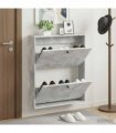 vidaXL Wall-Mounted Shoe Cabinet BREDA 71 x 17 x 86 cm Engineered Wood — Colour: Concrete grey