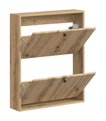 vidaXL Wall-Mounted Shoe Cabinet BREDA 71 x 17 x 86 cm Engineered Wood — Colour: Artisan oak