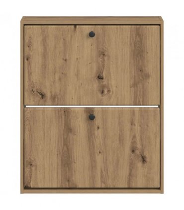 vidaXL Wall-Mounted Shoe Cabinet BREDA 71 x 17 x 86 cm Engineered Wood — Colour: Artisan oak