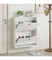 vidaXL Wall-Mounted Shoe Cabinet BREDA 71 x 17 x 86 cm Engineered Wood — Colour: High gloss white
