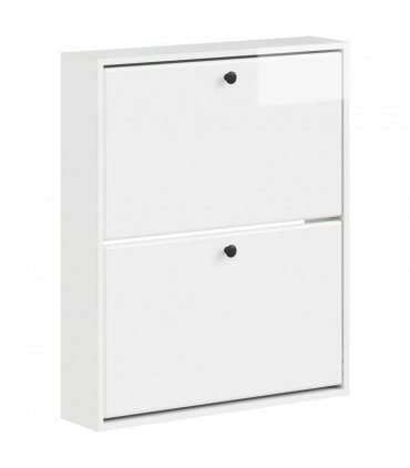 vidaXL Wall-Mounted Shoe Cabinet BREDA 71 x 17 x 86 cm Engineered Wood — Colour: High gloss white