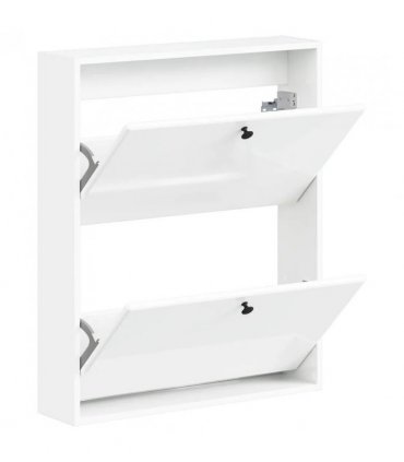 vidaXL Wall-Mounted Shoe Cabinet BREDA 71 x 17 x 86 cm Engineered Wood — Colour: High gloss white