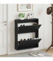vidaXL Wall-Mounted Shoe Cabinet BREDA 71 x 17 x 86 cm Engineered Wood — Colour: Black