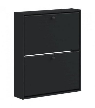 vidaXL Wall-Mounted Shoe Cabinet BREDA 71 x 17 x 86 cm Engineered Wood — Colour: Black