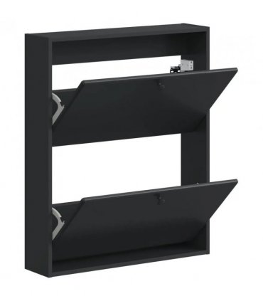 vidaXL Wall-Mounted Shoe Cabinet BREDA 71 x 17 x 86 cm Engineered Wood — Colour: Black