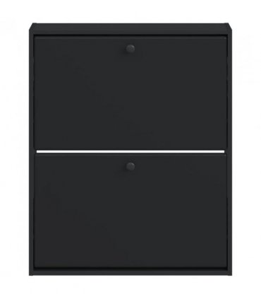 vidaXL Wall-Mounted Shoe Cabinet BREDA 71 x 17 x 86 cm Engineered Wood — Colour: Black