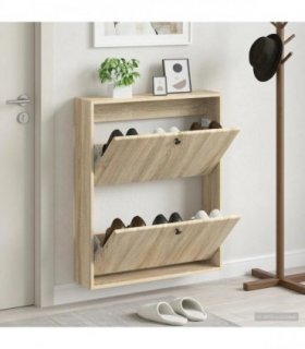 vidaXL Wall-Mounted Shoe Cabinet BREDA 71 x 17 x 86 cm Engineered Wood — Colour: Sonoma oak
