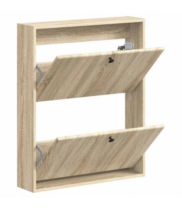 vidaXL Wall-Mounted Shoe Cabinet BREDA 71 x 17 x 86 cm Engineered Wood — Colour: Sonoma oak