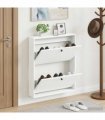 vidaXL Wall-Mounted Shoe Cabinet BREDA 71 x 17 x 86 cm Engineered Wood — Colour: White