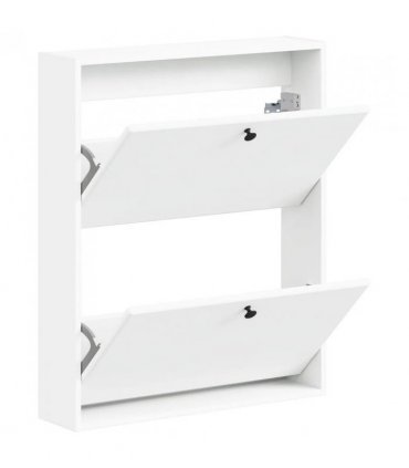 vidaXL Wall-Mounted Shoe Cabinet BREDA 71 x 17 x 86 cm Engineered Wood — Colour: White
