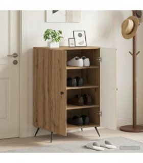 vidaXL Shoe Cabinet BREDA 59.5 x 39.5 x 90 cm Engineered Wood — Colour: Artisan oak