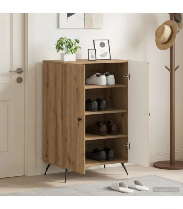 vidaXL Shoe Cabinet BREDA 59.5 x 39.5 x 90 cm Engineered Wood — Colour: Artisan oak