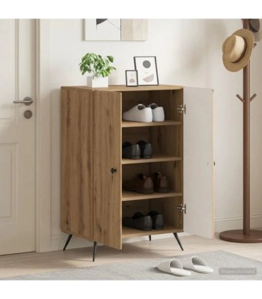 vidaXL Shoe Cabinet BREDA 59.5 x 39.5 x 90 cm Engineered Wood — Colour: Artisan oak