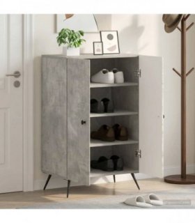 vidaXL Shoe Cabinet BREDA 59.5 x 39.5 x 90 cm Engineered Wood — Colour: Concrete grey