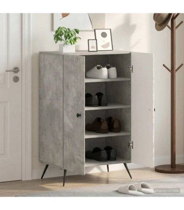 vidaXL Shoe Cabinet BREDA 59.5 x 39.5 x 90 cm Engineered Wood — Colour: Concrete grey