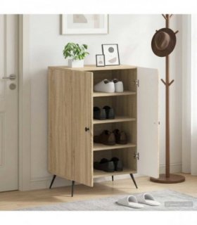 vidaXL Shoe Cabinet BREDA 59.5 x 39.5 x 90 cm Engineered Wood — Colour: Sonoma oak