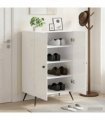 vidaXL Shoe Cabinet BREDA 59.5 x 39.5 x 90 cm Engineered Wood — Colour: High gloss white
