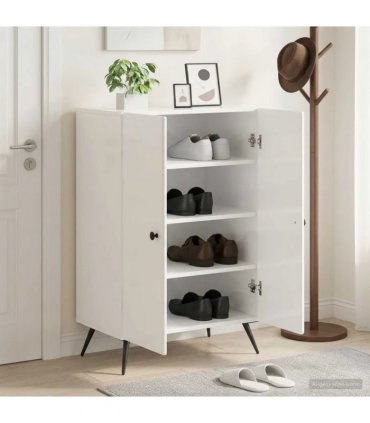vidaXL Shoe Cabinet BREDA 59.5 x 39.5 x 90 cm Engineered Wood — Colour: High gloss white