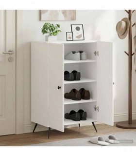 vidaXL Shoe Cabinet BREDA 59.5 x 39.5 x 90 cm Engineered Wood White
