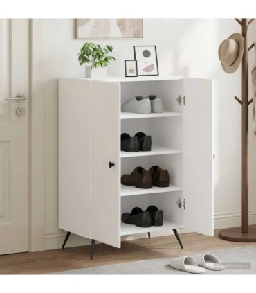 vidaXL Shoe Cabinet BREDA 59.5 x 39.5 x 90 cm Engineered Wood White