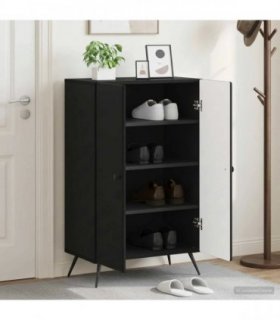 vidaXL Shoe Cabinet BREDA 59.5 x 39.5 x 90 cm Engineered Wood Black