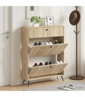 vidaXL Shoe Cabinet BREDA 78 x 24 x 103 cm Engineered Wood Sonoma Oak